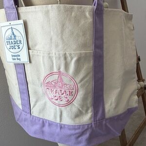 2026! Trader Joe's Limited Edition Lavender Canvas 1pc Large Tote Bag Only